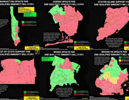 Image shows maps of five NYC boroughs and west NY state.