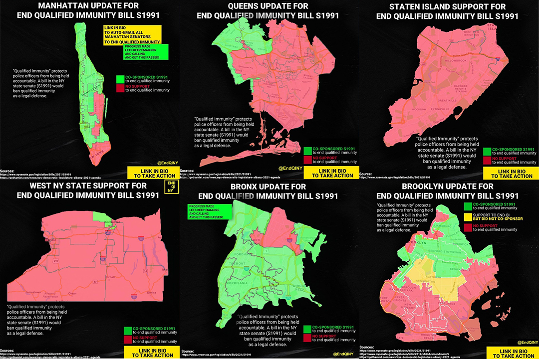 Image shows maps of five NYC boroughs and west NY state.