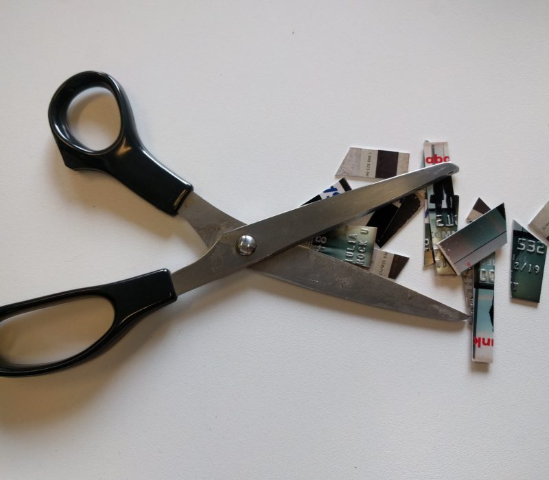 Scissors cut up a credit cards