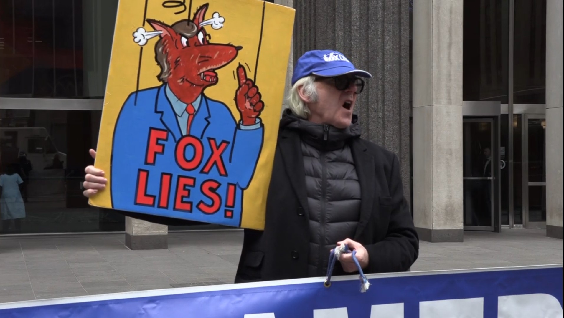 Protestors demonstrate outside of Fox News headquarters every Tuesday.