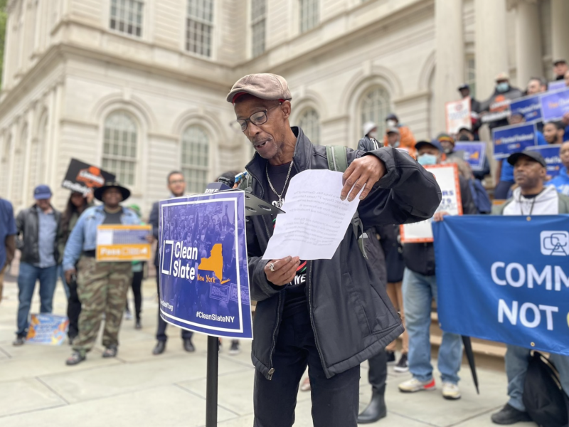 Victor Pate speaks at the Center for Community Alternatives rally on behalf of National Action Network and Rev. Al Sharpton on May 19 last year.