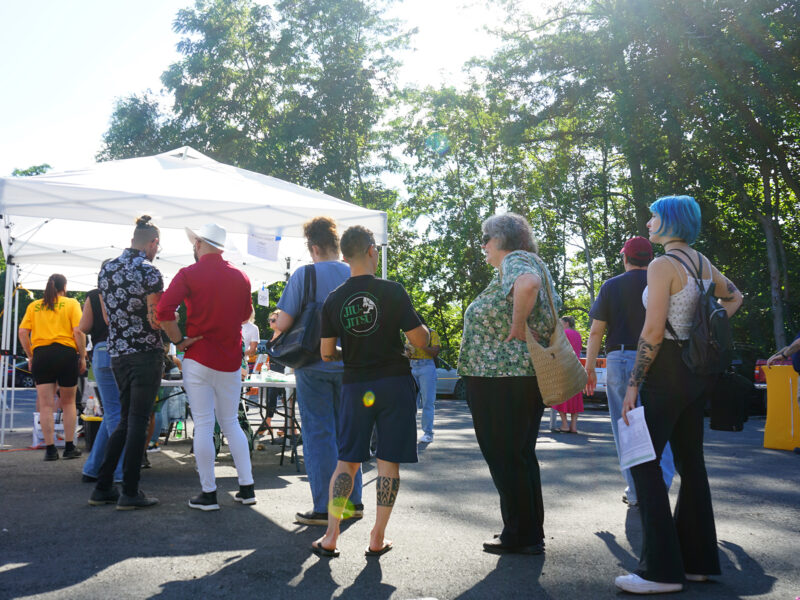 Customers wait in line at New Paltz’s Cannabis Growers Showcase (Credit: High Falls Canna)