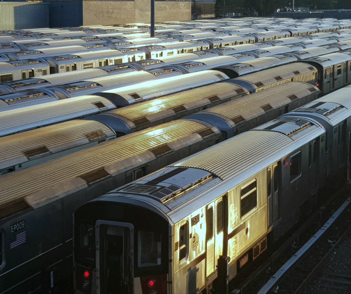 Subway cars line the tracks in Flushing, Queens. (Credit: Dominic Hall-Thomas)
