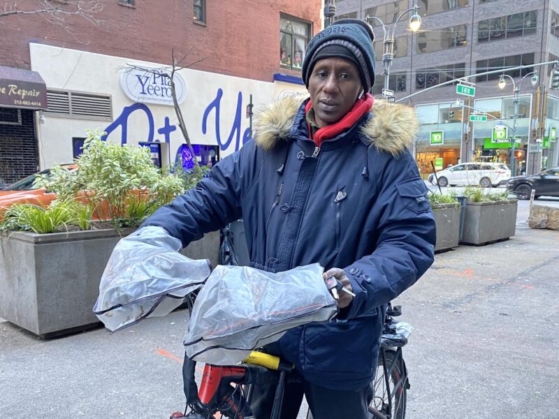 Salifou Diallo has lost six bicycles since he started working as an app food delivery worker. (Credit: Maurice Oniang'o)