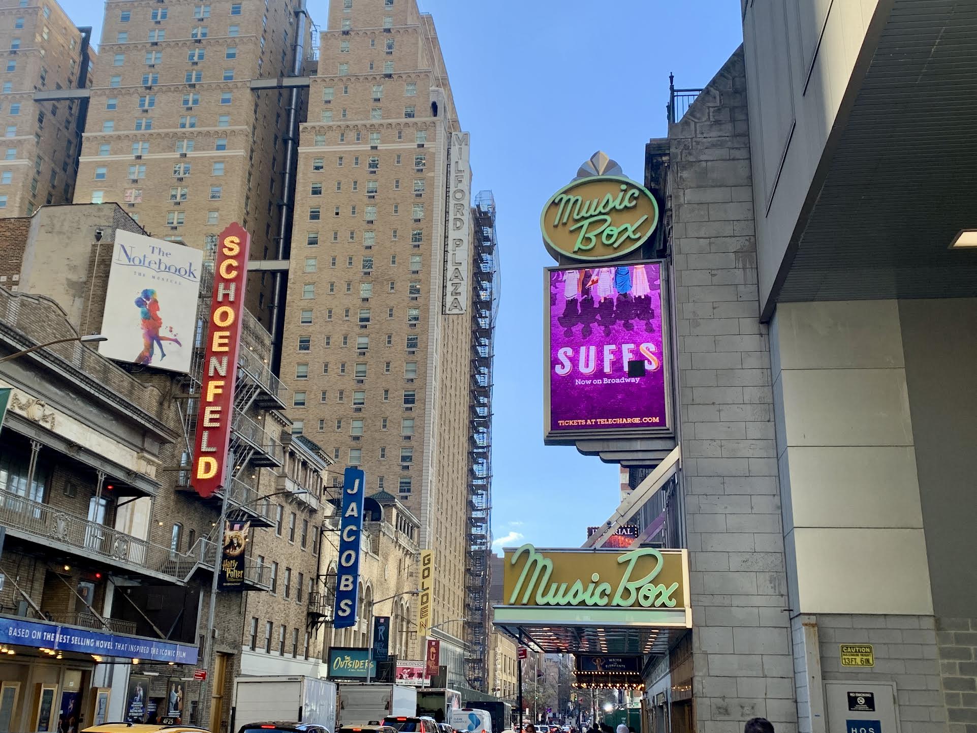 The Manhattan theater where "Suffs" is playing is shown. (Credit: Marine Saint)