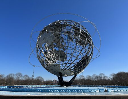 The Unisphere is shown during the tour of the park grounds. (Credit: Alan Kronenberg)