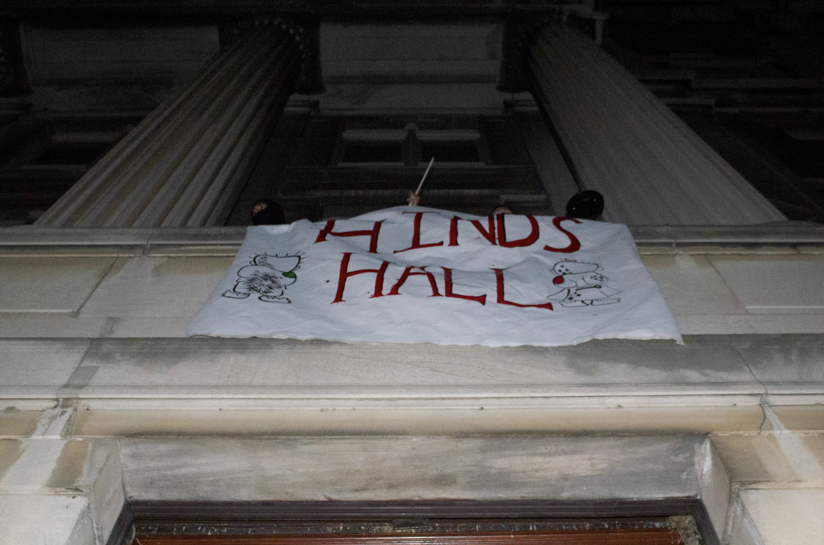 Pro-Palestine protesters ‘rename’ Hamilton Hall as Hind’s Hall in memory of a six-year-old Palestinian child who died in the ongoing war in Gaza (Credit: Uzma Afreen)
