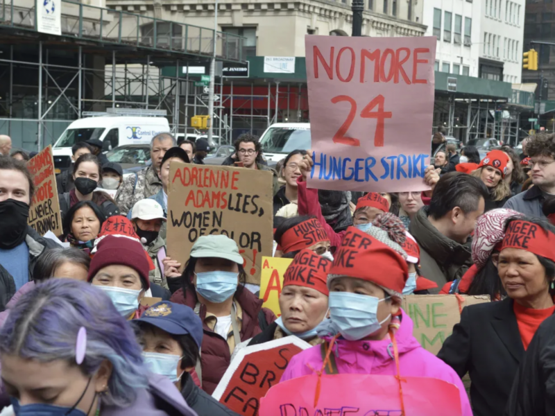 Home care workers marching on City Hall last March. (Photo: Courtesy Ain’t I A Woman?! Campaign)