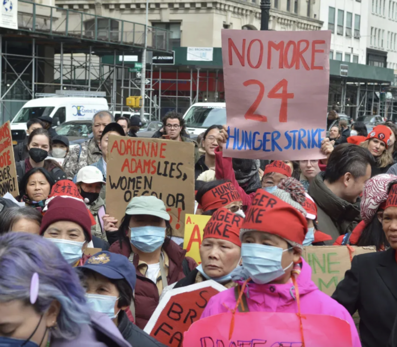 Home care workers marching on City Hall last March. (Photo: Courtesy Ain’t I A Woman?! Campaign)