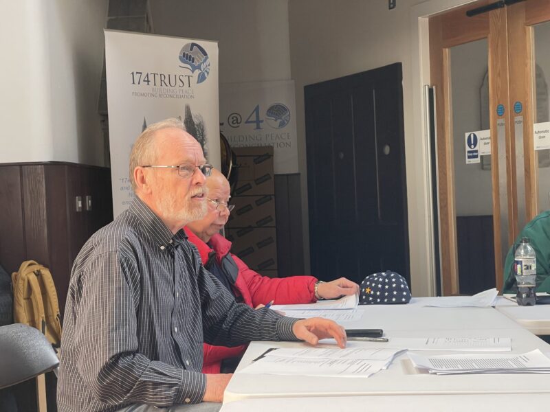 Edwin Graham led a meeting for members of The Northern Ireland Interfaith Forum at The Duncairn, a former 19th century church turned arts and culture venue in North Belfast. (Credit: Liza Monasebian)