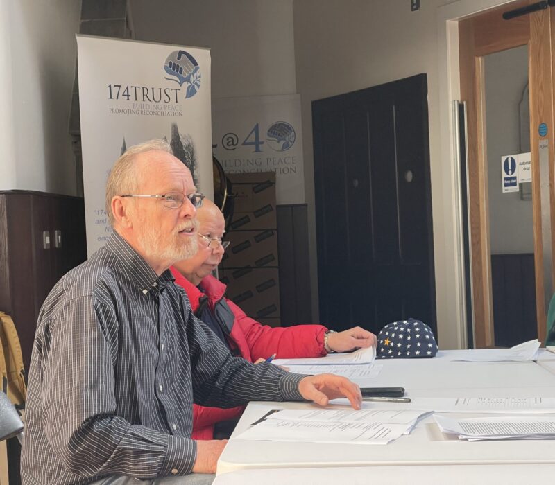 Edwin Graham led a meeting for members of The Northern Ireland Interfaith Forum at The Duncairn, a former 19th century church turned arts and culture venue in North Belfast. (Credit: Liza Monasebian)