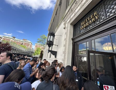 A chaotic scene unfolded outside Butler Library on May 7. (Credit: Dante Dallago)
