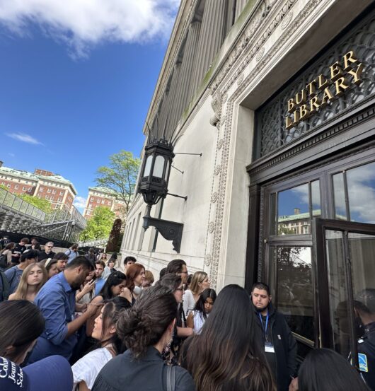 A chaotic scene unfolded outside Butler Library on May 7. (Credit: Dante Dallago)