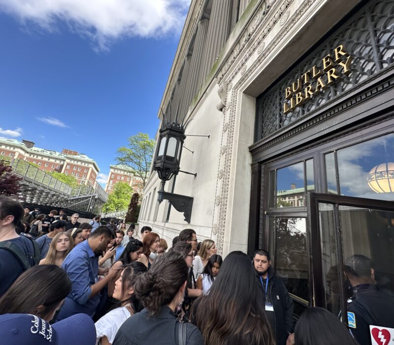 A chaotic scene unfolded outside Butler Library on May 7. (Credit: Dante Dallago)