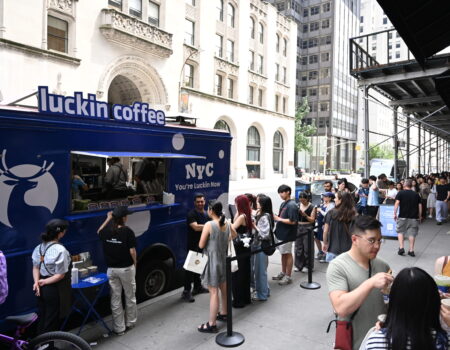 Coffee enthusiasts lined up around the block in the run up to the Chinese chain's New York City launch. (Credit: Tiffany Wang)