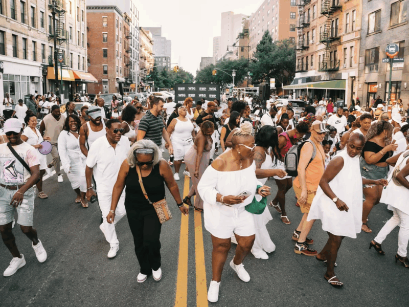 Harlem residents line dancing at Open Streets in September 2023. (Courtesy: Alex Julien)