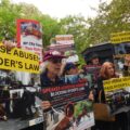 Animal rights protesters demonstrate outside City Hall on Sept. 10. (Credit: Aleah Gatto)