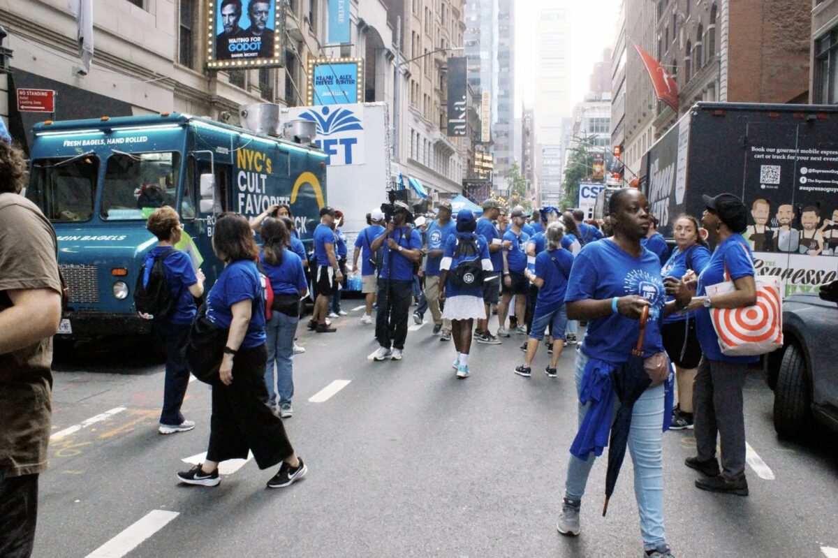 Members of United Federation of Teachers at the Labor Day Parade on Sept 6. (Credit: Julie Lee)