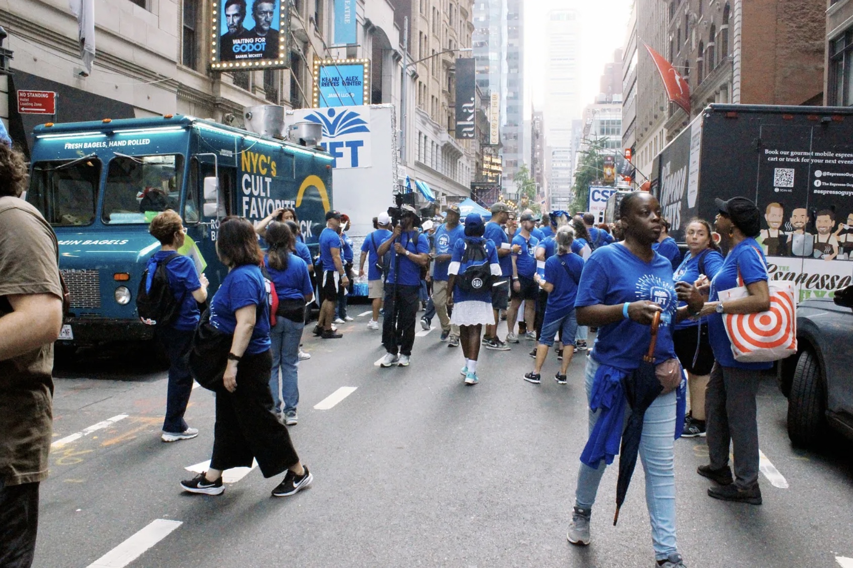 Members of United Federation of Teachers at the Labor Day Parade on Sept 6. (Credit: Julie Lee)