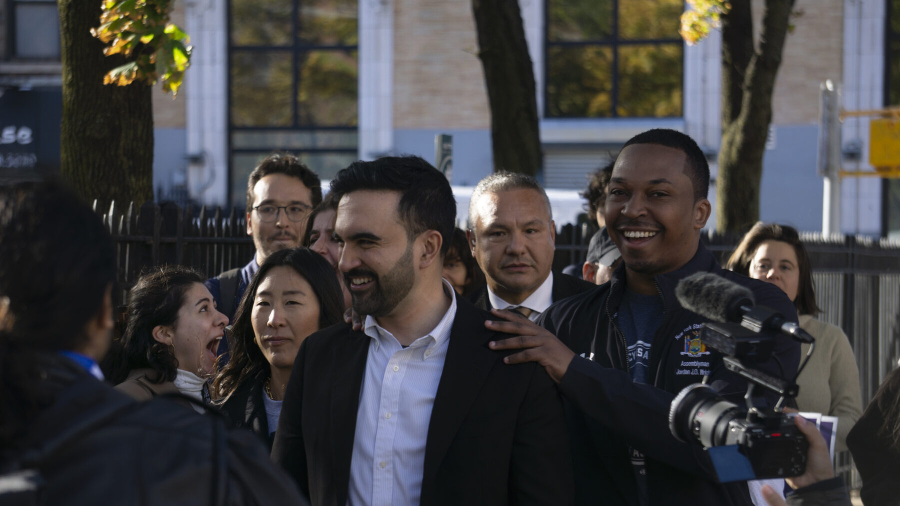 Mayoral candidate Zohran Mamdani visits a polling site at PS 20 Anna Silver School in the Lower East Side of New York on Election Day, Tuesday, Nov. 4, 2025. (Credit: Rachel Zhong)
