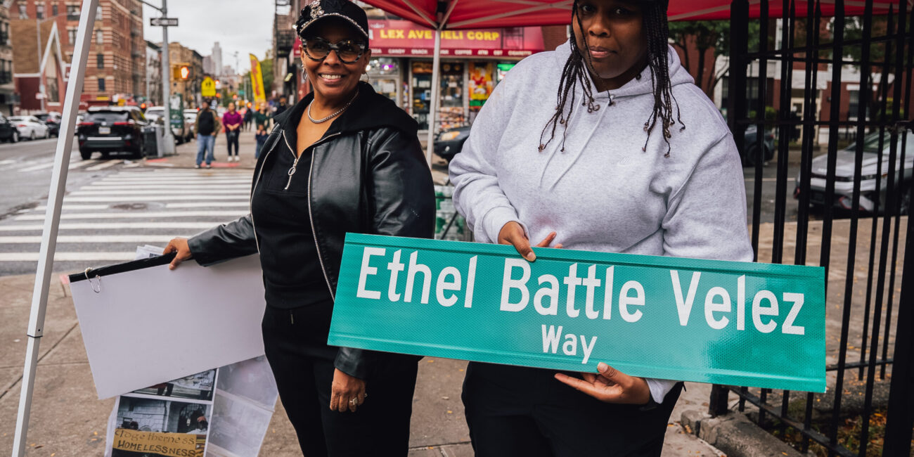 Janet Velez and her daughter, Amanda, after the street renaming ceremony in East Harlem. (Credit: Max Rykov)