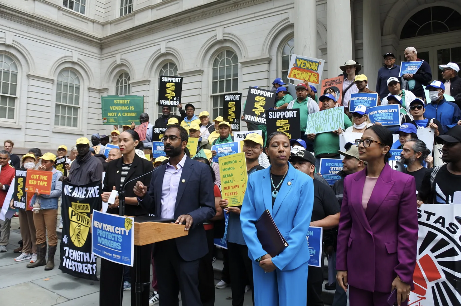 City Council Member Shekhar Krishnan at City Hall, speaking about his vending bill on Sept. 10 (Credit: Hikari Hida)