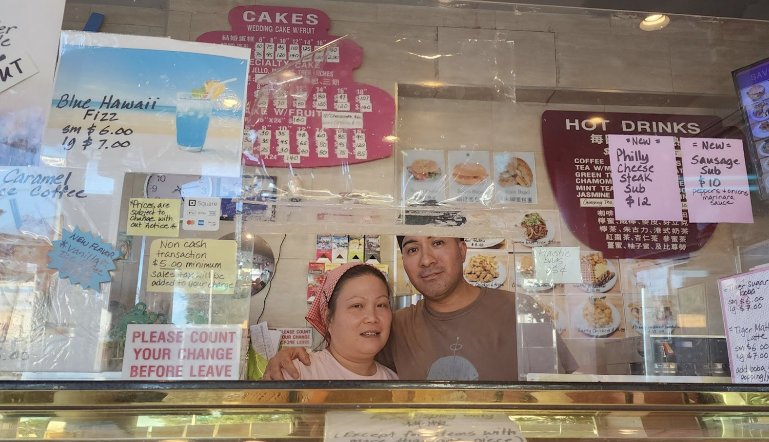 Serafin Luna, 47, joins May Ng, 52, behind the counter of Savoy Bakery in New York, September 18, 2025. (Credit: Jiwon Lee)