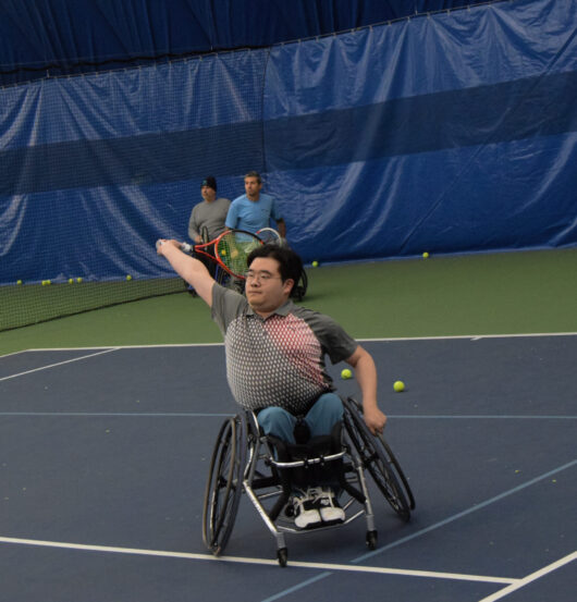 Wonik Son lines up to return a hit during practice at Commonpoint Tennis Center, Queens, NY on Dec. 7, 2025. (Credit: Amarna Milne)