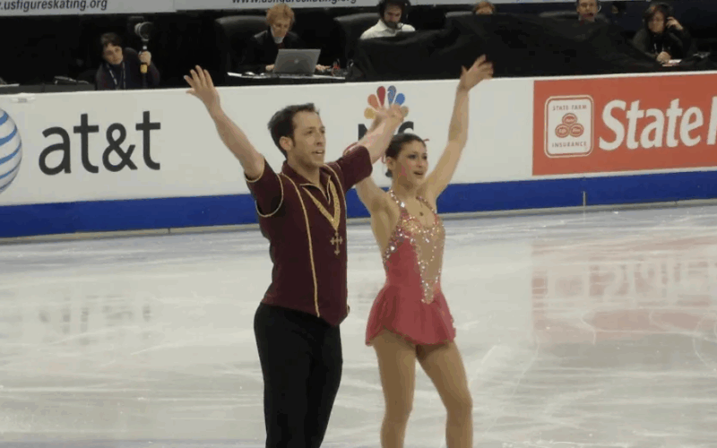 Chloé Katz performing with her pair-skate partner, Joseph Lynch. (Courtesy: Chloé Katz)