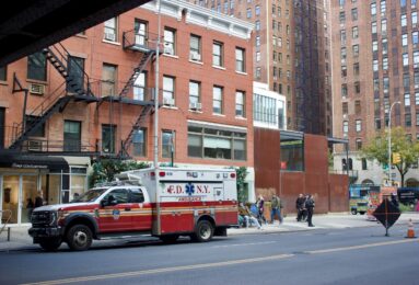 Caption and credit photo: An ambulance in front of FDNY EMS Station 7 on West 23rd St. (Credit: Jonathan de Bock)