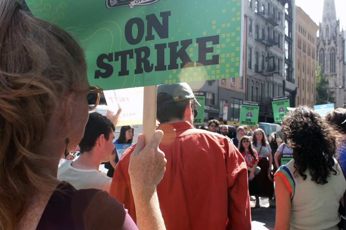 Kickstarter union members and supporters at a rally during their strike last fall. (Credit: Julie Lee)