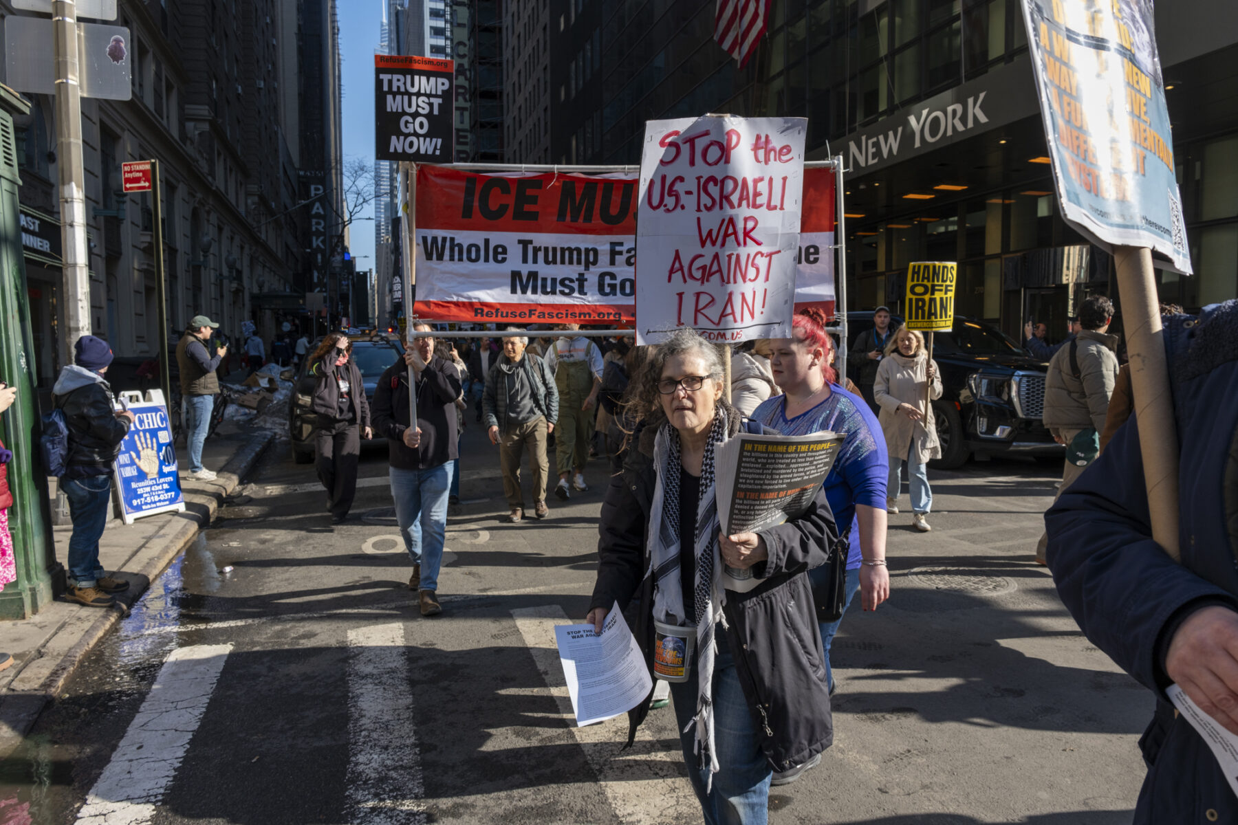 The demonstration moved from Times Square to Columbus Circle. (Credit: Victor Heller)