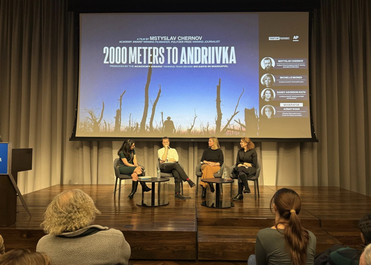 Oscar winner Mstyslav Chernov talks about filming the Ukrainian frontline, the Russians at War controversy, and the nature of hope.Mstyslav Chernov speaks at Columbia Journalism School after a screening of his film (Credit: Tom Mutch)
