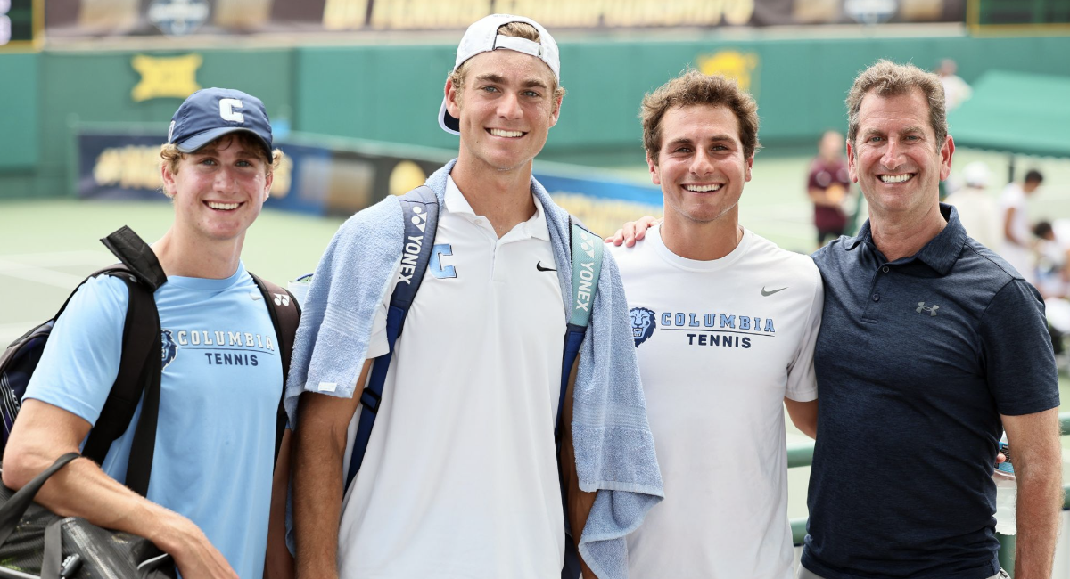 Andrew, Nicolas, Alex, and Jeff Kotzen are pictured together at the NCAA DI Tennis Championships. May 16, 2025. (Credit: Lloyd Clayton, courtesy: yourgameface.com)
