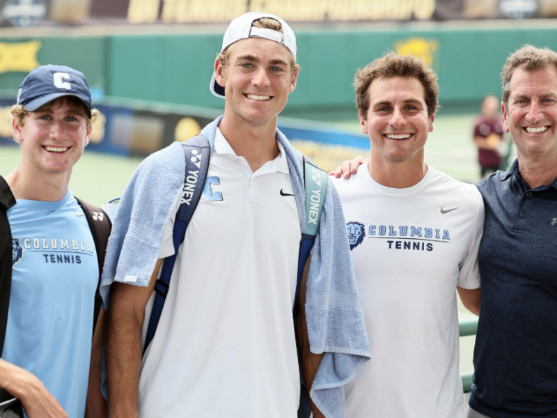 Andrew, Nicolas, Alex, and Jeff Kotzen are pictured together at the NCAA DI Tennis Championships. May 16, 2025. (Credit: Lloyd Clayton, courtesy: yourgameface.com)