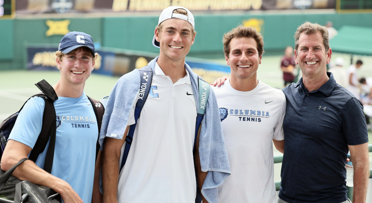Andrew, Nicolas, Alex, and Jeff Kotzen are pictured together at the NCAA DI Tennis Championships. May 16, 2025. (Credit: Lloyd Clayton, courtesy: yourgameface.com)