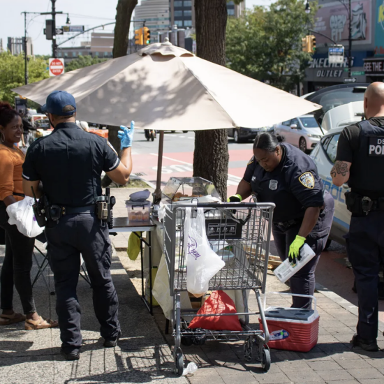 Sanitation police confiscate Vilma Guevara’s empanadas and arepas on September 3, 2026. (Credit: Nicole Williams Quezada)