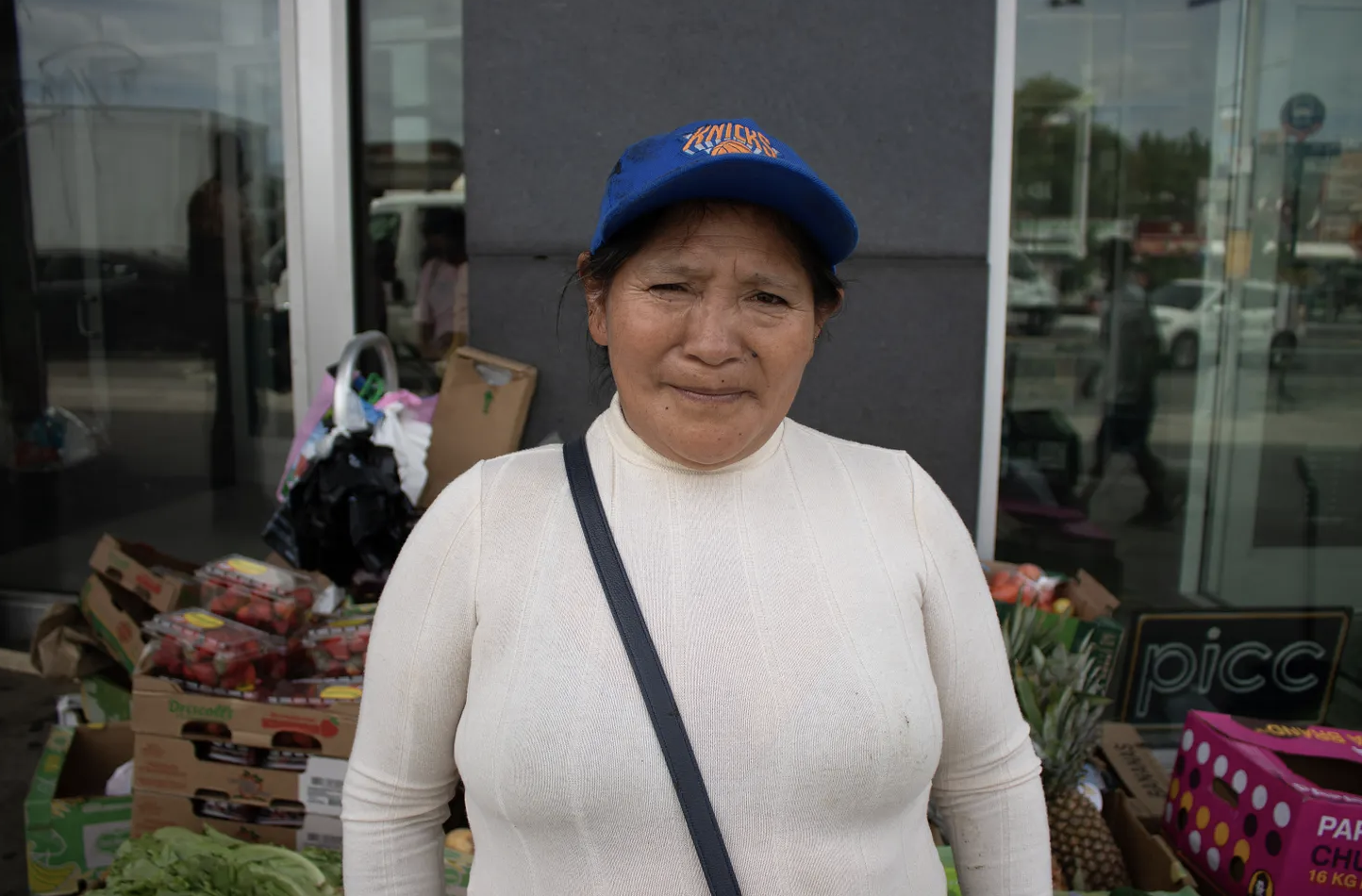 Maria Chimbo on Sept. 10, 2026. She said she has sold produce in the Bronx for three years without a license. (Credit: Nicole Williams Quezada)