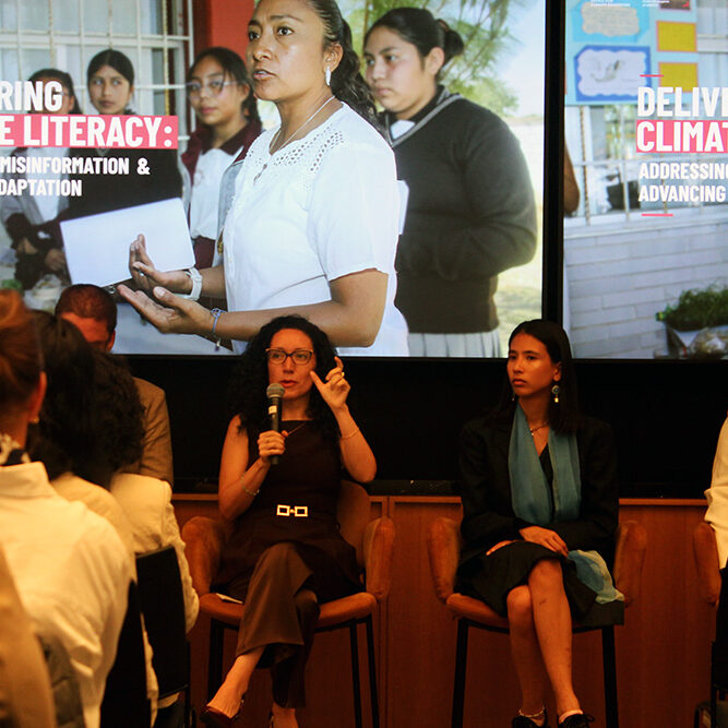 Panelists on a UNESCO roundtable discussed climate education during Climate Week. (Credit: Georgia Campbell, with permission from Siemens Siftung)
