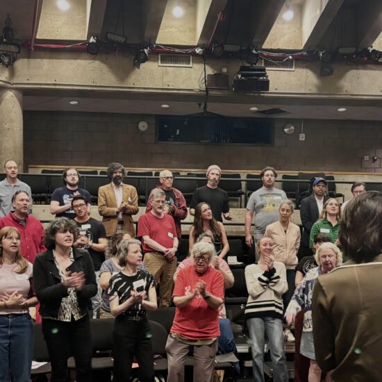 The Sing in Solidarity choir performing “When the Saints Go Marching In”, September 2026. (Credit: Sarah Moran)