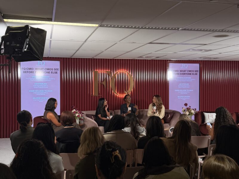 Brand chief marketing officers speak during a panel discussion at The Female Quotient Lounge during Advertising Week New York 2026. (Credit: Lucy Wu)