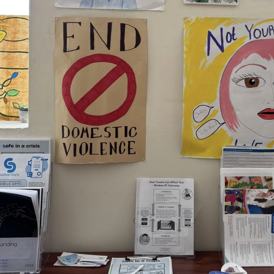 Flyers and advocacy materials at North Brooklyn Coalition’s office. (Courtesy: Leana Pardo, North Brooklyn Coalition)