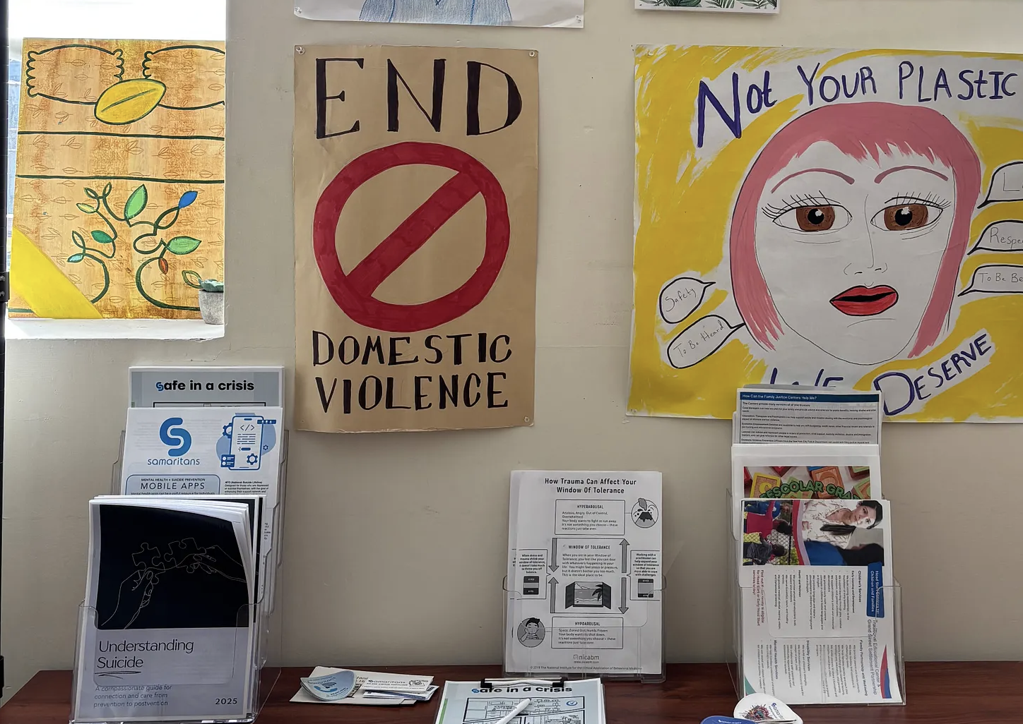 Flyers and advocacy materials at North Brooklyn Coalition’s office. (Courtesy: Leana Pardo, North Brooklyn Coalition)