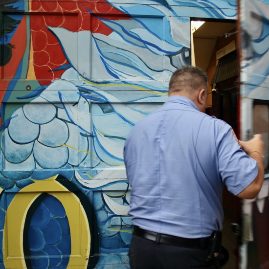 Lt. Anthony Almojera outside Station 40, Sunset Park, Brooklyn. (Credit: Éilis Mathur)