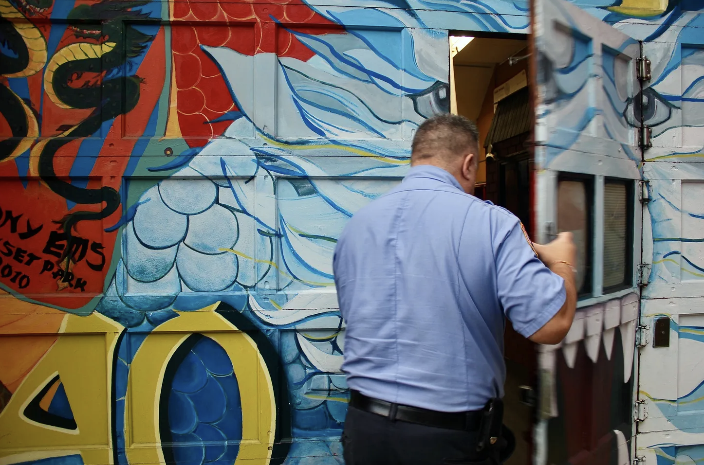 Lt. Anthony Almojera outside Station 40, Sunset Park, Brooklyn. (Credit: Éilis Mathur)