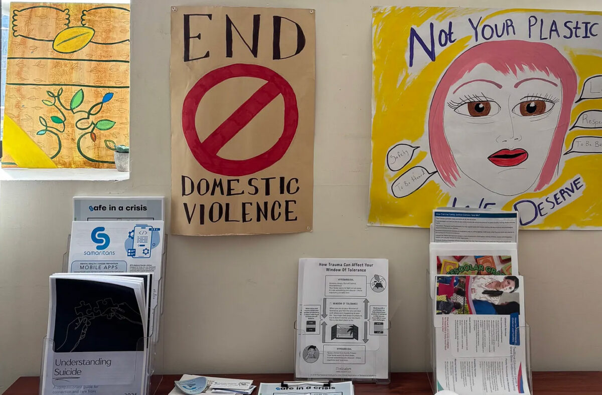 Flyers and advocacy materials at North Brooklyn Coalition’s office. (Courtesy: Leana Pardo, North Brooklyn Coalition)
